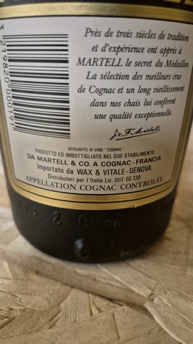 Cognac Martell Medaillon J&F V.S.O.P. 70cl 40% imp. Wax&Vitale anni 80 - Imagen 7 de 7