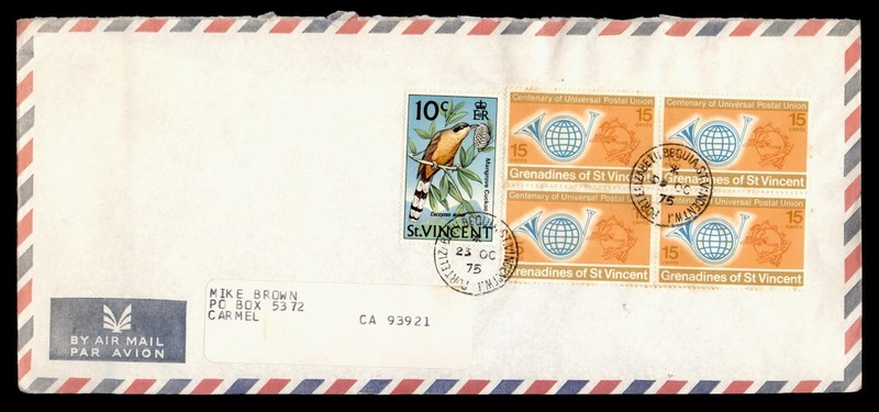 DR WHO 1975 ST VINCENT BEQUIA AIRMAIL TO USA R80252