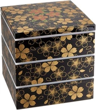 Lacquerware Three-Tiered Jubako Box, Traditional Yamanaka Lacquer,Bento,Japan