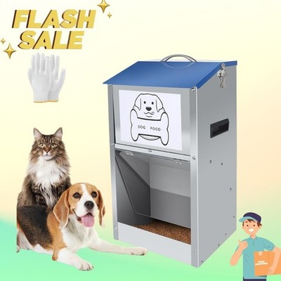 Galvanized Automatic Dog Feeder Gravity-Fed Indoor Outdoor 25LBS Capacity Food D