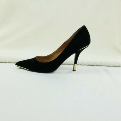 Dolce Vita Womens Black Suede Gold Heel Trim Pointed Toe