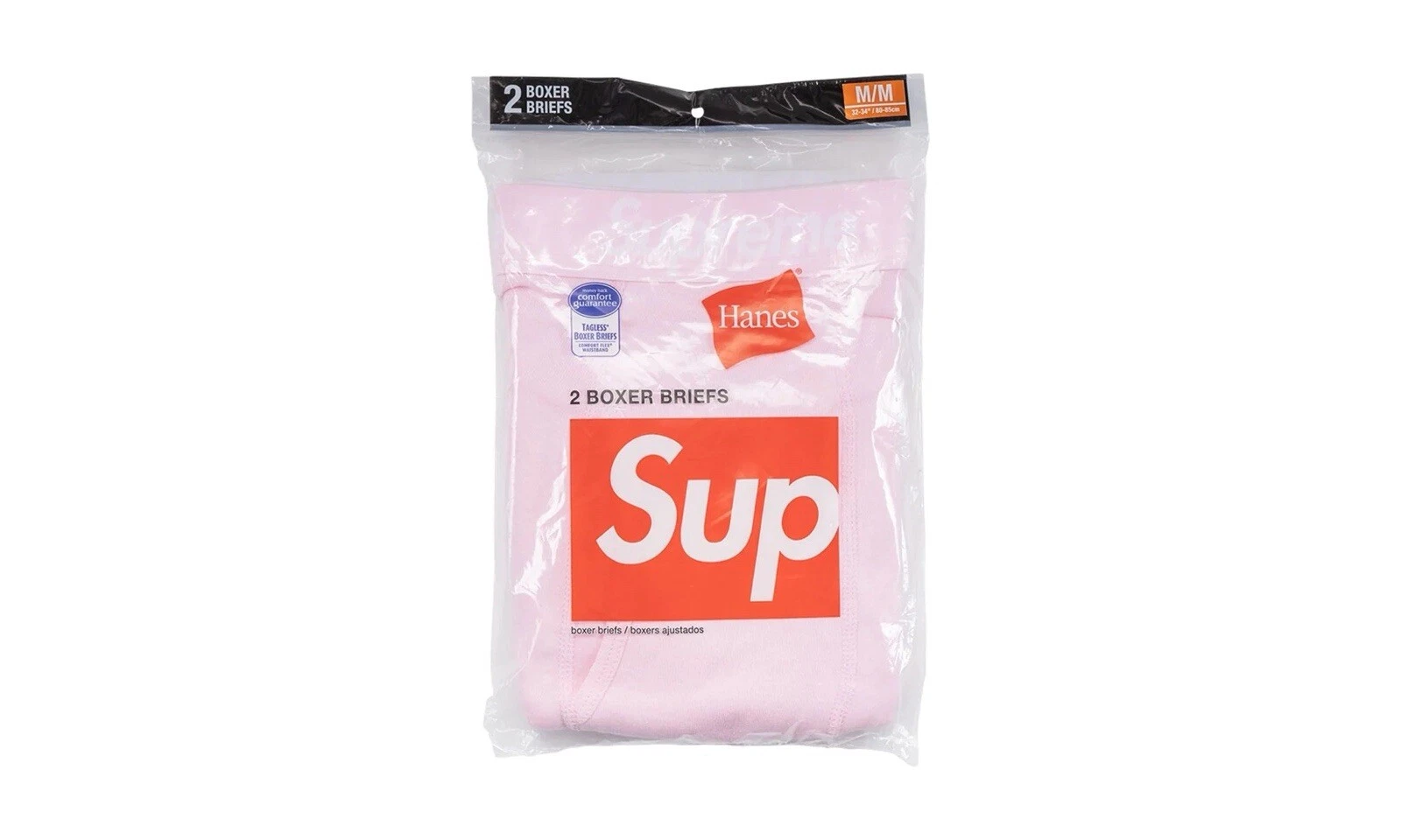 RARE Boxer slip Supreme Hanes rose moyen (lot de 2)