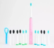 Pursonic Sonic Rechargeable Toothbrush w/12 Brush Heads & 50 Flossers