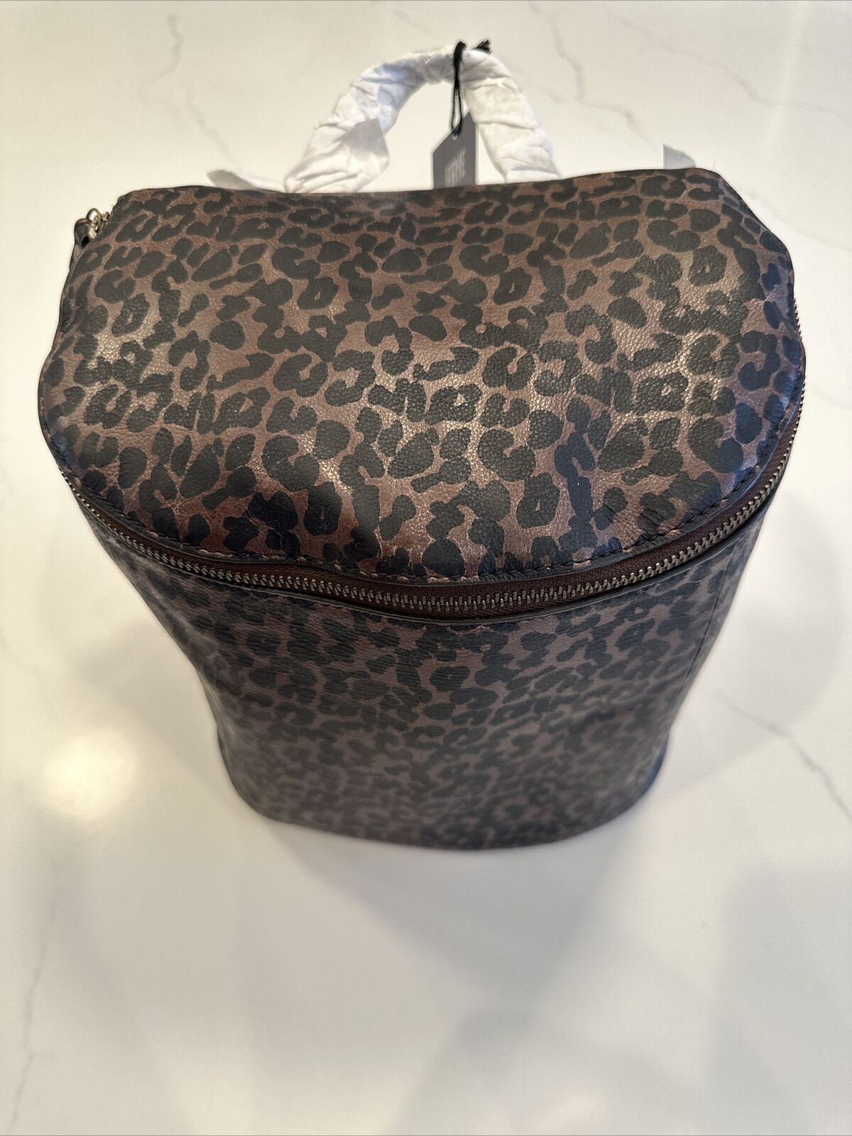FRYE Maddie Leopard Print Leather Backpack  MSRP $278 w Detachable Frye Key Fob