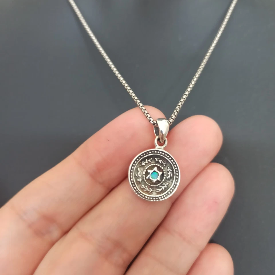 Collar Estrella de David Para Hombre Ópalo Platinado Plata 925 Alta Gama Caja de Regalo Foto 3 de 4