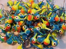 100 NEW LEAD HEAD JIG HEADS 3/8 OZ. WALLEYE FISHING JIGS BLUE GREEN ORANGE CHART