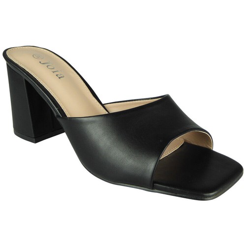 Sandals Mules Womens Ladies High Heel Summer Slip On Square Open Toe Comfy Size - Imagen 7 de 33