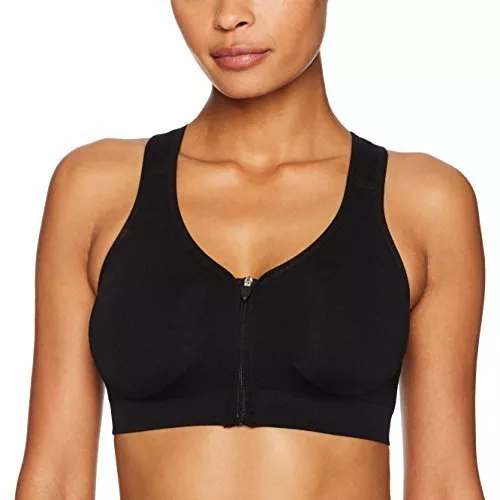 Danskin Women's Zip Front Bra Rich Black Size XL (14-16) 13774