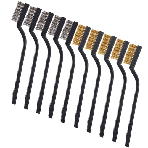 10 Pieces Small Wire Brush Scratch Brush (Stainless Steel + Brass), Curved Handl - Picture 11 of 12