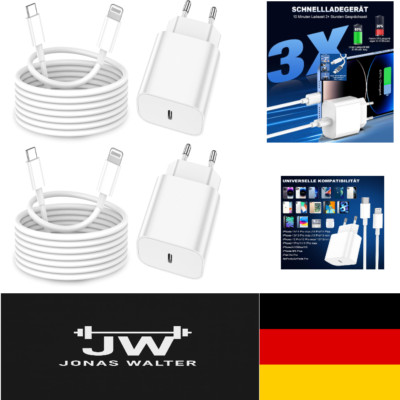 iPhone Schnellader Kabel 2er Pack, 25W USB-C Lightning, 2m   Kompatibel iPhon...