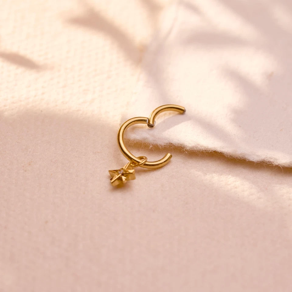 Helix Hoop Earring Tragus Hoop Gold Plated Earrings Gift for Her Earrings - Image 3 of 4