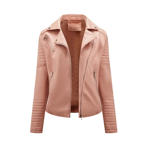 Damen Lederjacke Revers Bikerjacke Kunstleder Übergangsjacke Jacken - Bild 5 von 23