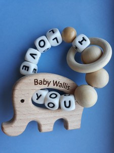 personalised baby teething ring
