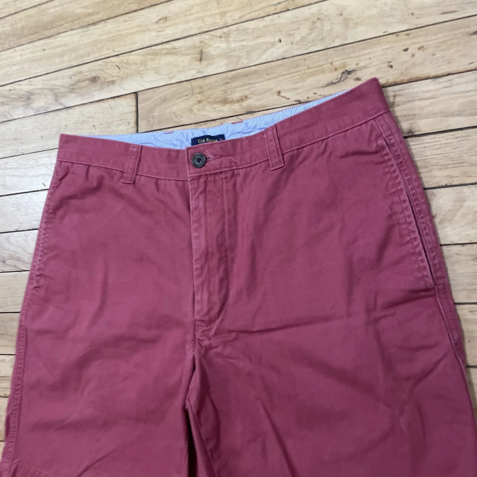 Pantalones Cortos CLUB ROOM Hombres 34 Frescos Rojo Rosa Claro Frente Plano Preppy Chino 34x9 Foto 3 de 4
