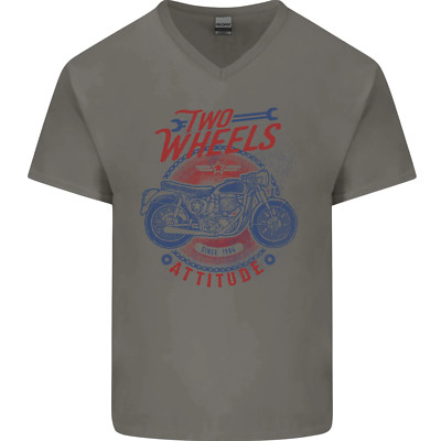 T-Shirt Zweiräder Attitude Motorrad Biker Motorrad Herren V-Ausschnitt Baumwolle
