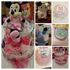 baby shower diaper cakes, special themes, colors, for girl or boy.
