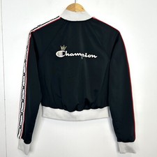 Champion Life Womens Size XS Track Jacket Crown C Logo Black Cropped