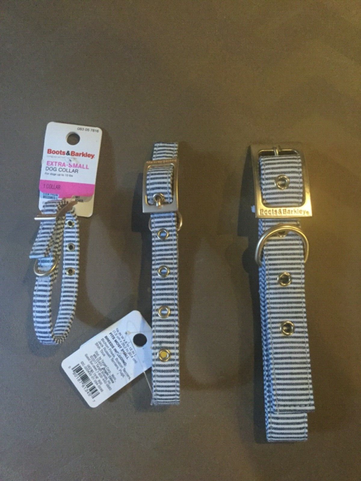 RARE! Boots & Barkley Dog Collars DENIM RAILROAD STRIPE Denim Look