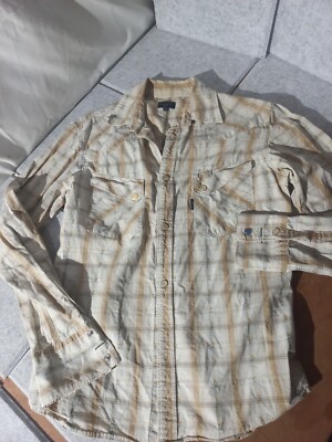 PS PAUL SMITH Jeans Snap plaid Western Mens Medium Morocco Tan Ships from US