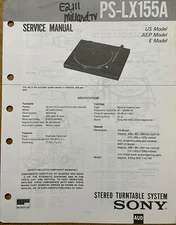 SONY PS-LX155A STEREO TURNTABLE ORIGINAL SERVICE REPAIR MANUAL