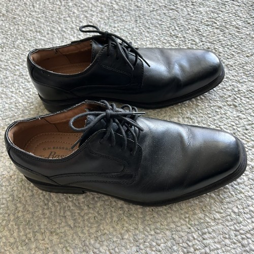 G.H. BASS & CO Men's Bass-Gregory Size 8.5 W Black Leather Oxford Dress Shoes - Picture 2 of 13