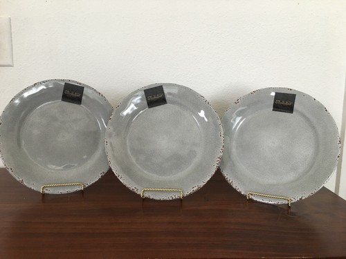 Three LL Mulino Melamine 9" Round Salad Plates Grey New - Picture 8 of 9