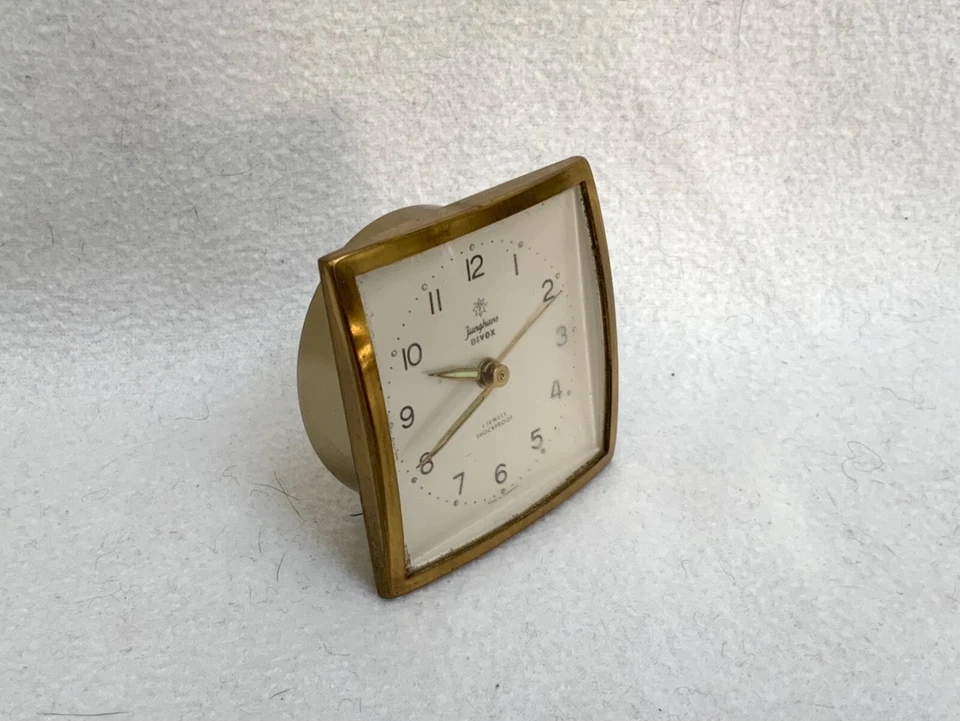 Junghans Bivox Wecker 50er Jahre 7 Jewels Shockproof Uhr vergoldet Aufzug läuft  - Bild 2 von 4