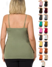 Adjustable Spaghetti Strap Plain Long Cami Top  PLUS 1XL ~ 3XL