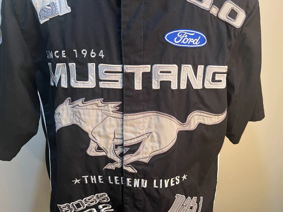 Camisa pesada vintage JH Designs para hombre negra Mustang Cobra GT s/s pequeña S Foto 2 de 4