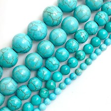 Gemstone Blue Magnesite Turquoise Round Loose Bead 15" strand 4mm 6mm 8 10 12mm