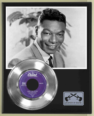 Nat King Cole ''When I Fall In Love'' Silver Record Display Wood Plaque