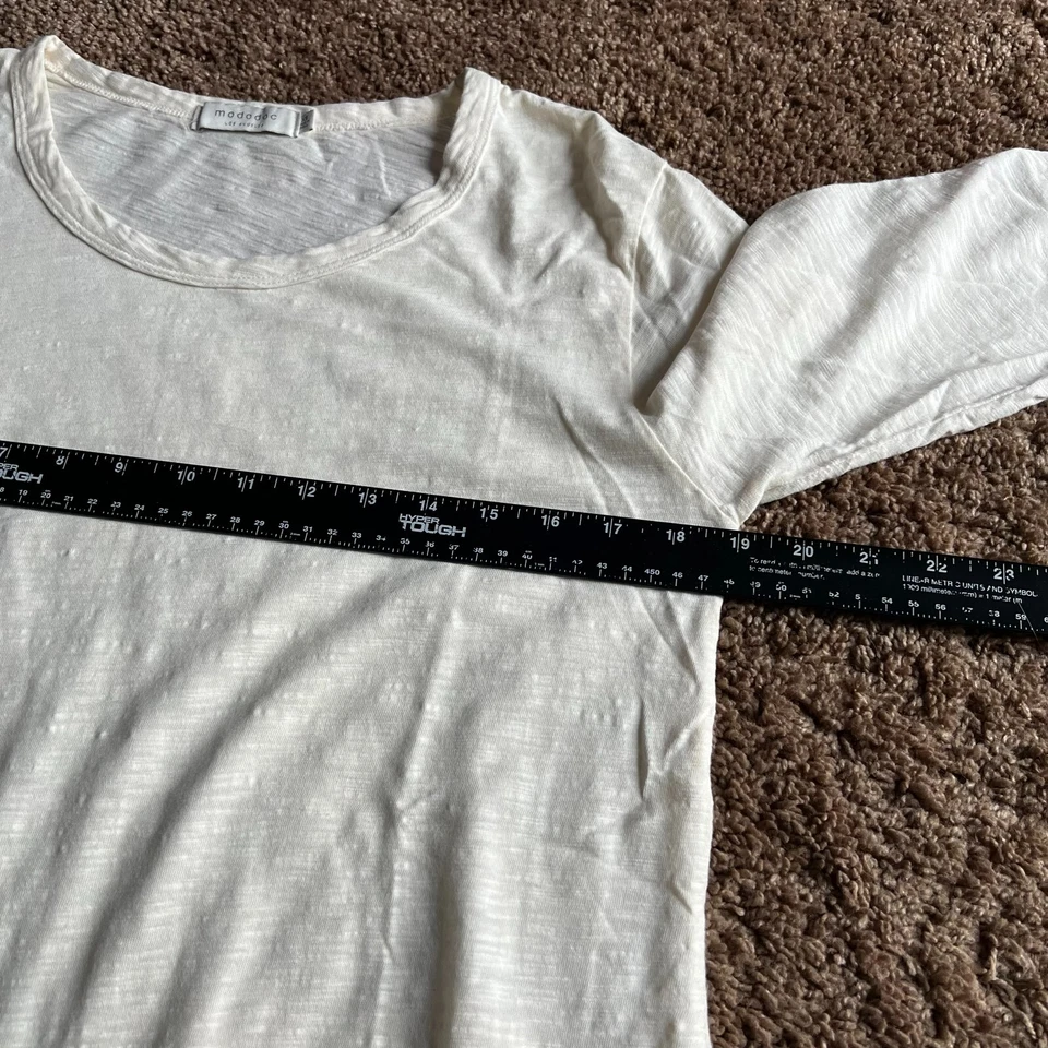 Mododoc Womens Lagenlook High Low Long Sleeve Top Shirt Size XS White - Image 3 of 4