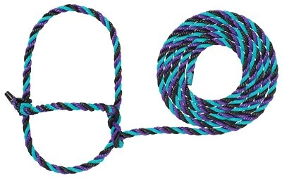 WEAVER LEATHER LIVESTOCK Weaver Livestock Adjustable Multicolored Rope Cattle Halter with 7 Foot Lead
