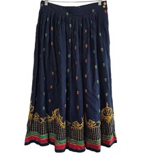 Vintage 80s Chaus Skirt Womens Size 10 Blue Royalty Preppy Maxi Pleated