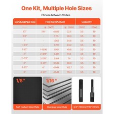 VEVOR Knockout Punch Set, 15 Ton Hydraulic Knockout Set, 1/2" to 4" KO Tool Kit