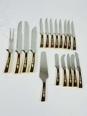 Regent Sheffield Silverware Set  Plastic Leaf  8 Knives, 5 Charcuterie 5 Serving