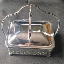 Art Deco Butter Dish With Green Glass Inner. Vintage, Pre-owned GC.