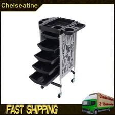 4 Wheels Hairdressing Trolley with 5 Pull-Out Drawers, For Stylist, Nail Studios
