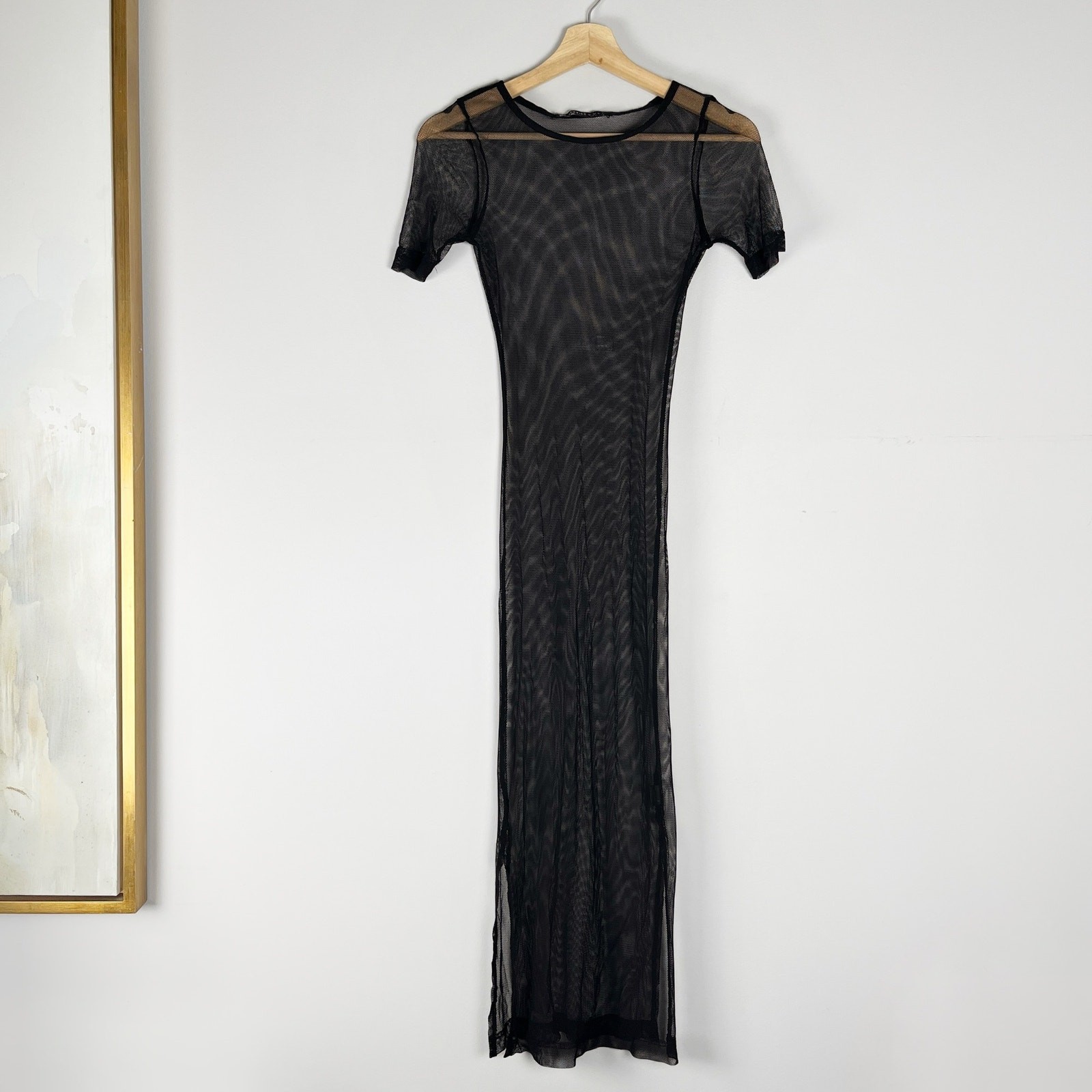 Lip Service Cult Black Mesh Short Sleeve Dress Size Small Mall Goth Rave Womens