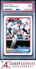 1989 TOPPS #380 RICKEY HENDERSON YANKEES HOF PSA 9