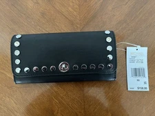 Michael Kors Rivington Stud Large Wallet  Black Leather & Silver Hardware