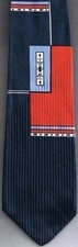 Boy's Necktie Blue Red Gray Ribbed Weave Bottom Half Geometric Pattern 48"