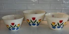 FIRE KING Vintage Milk Glass Tulip Nesting Mixing Bowls | Set of 3 | 1950's