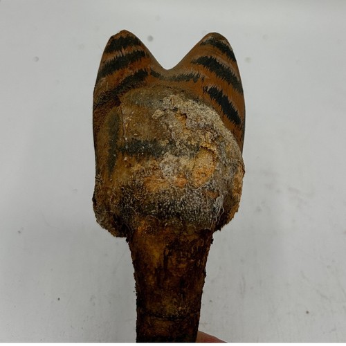 Hand Carved Vintage Eqyptian Tabby Cat Folk Art Wittled Stick Wooden Painted - Picture 4 of 7