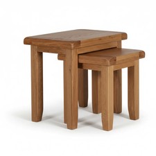Oak Nest of 2 Tables Solid Wood Side Tables Small Coffee Table Set