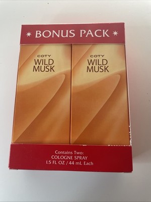 2 Coty Wild Musk Cologne Spray 1.5 ozbrand New With Sealed 44ml Each Fragrance