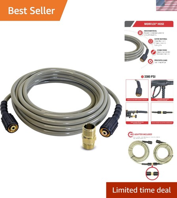 #ad 25 Foot MorFlex Pressure Washer Hose Heavy Duty Kink Resistant $45.09