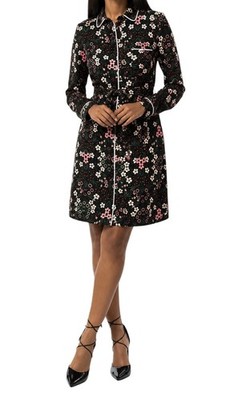 Dorothy Perkins Damen Florales Hemd-Kleid Mit Gürtel Langarm Mini Knopf