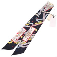 Hermes Bijou Pique Queen of Hearts Silk Scarf Black Red Unisex
