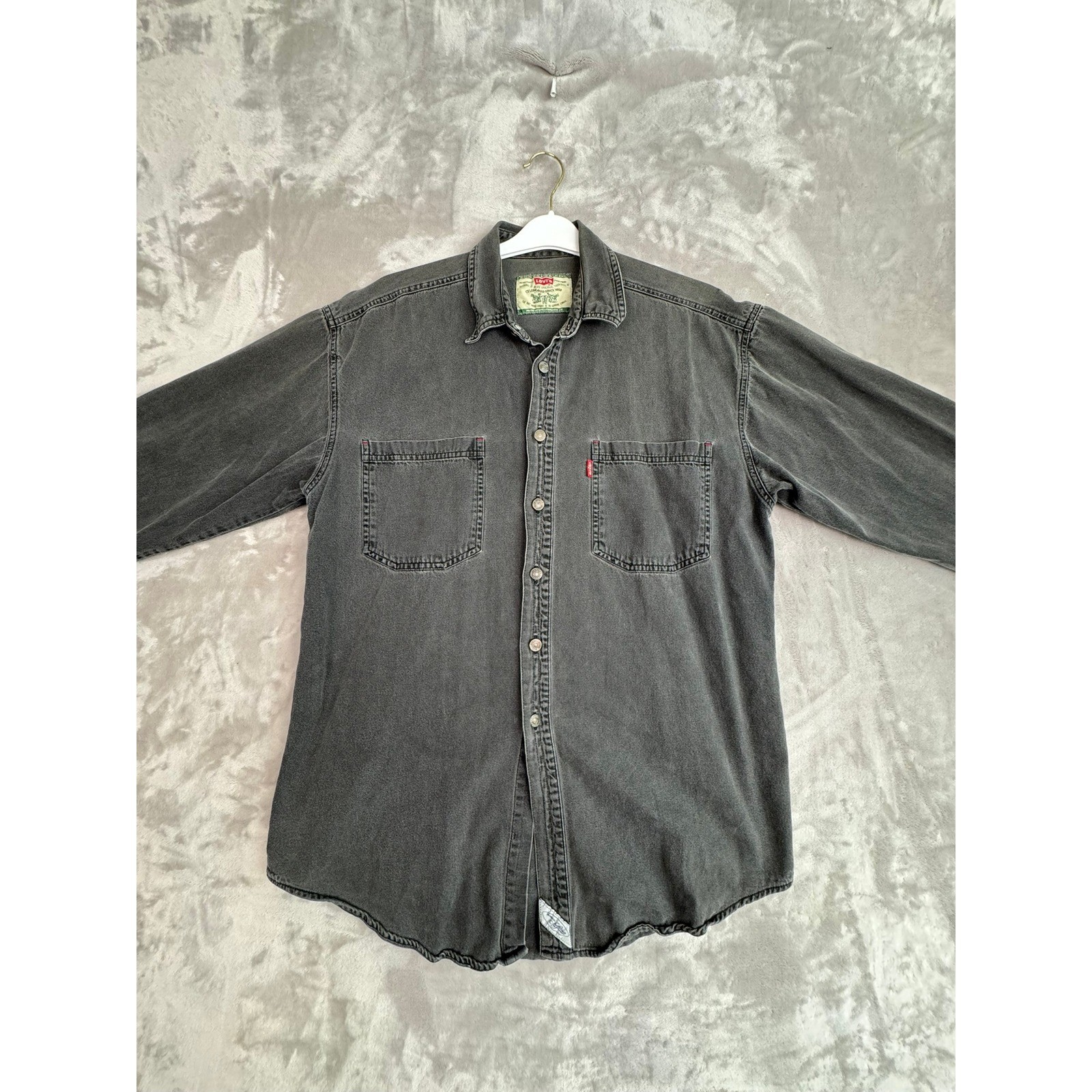 Levi's Mens Gray Denim Long Sleeve Button Up Shirt Size M